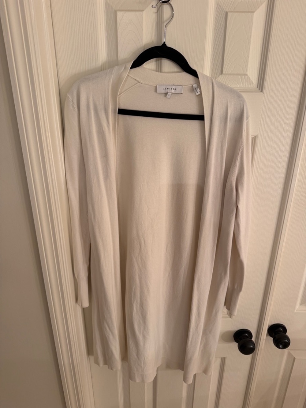Lark & Ro Open-Front Cardigan in Cream